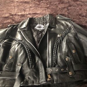 Fringe leather biker jacket no rips really new condition